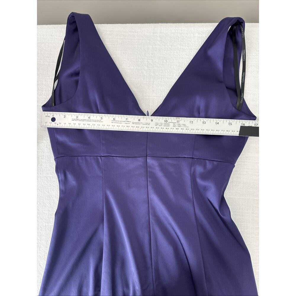 Calvin Klein Royal Purple Dark Romantic Whimsigoth Satin Ruched Stretch Dress 6 - Picture 10 of 14